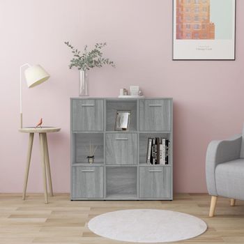 Estantería | Librería | Armario De Libros Madera Contrachapada Gris Sonoma 90x30x90cm Cfw761015