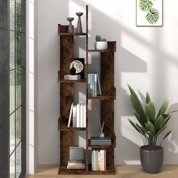 Estantería | Librería | Armario De Libros Madera Contrachapada Roble Ahumado 48x25,5x140 Cm Cfw761030