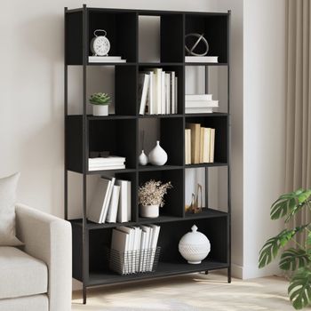 Estantería | Librería | Armario De Libros Madera De Ingeniería Negra 102x28x172 Cm Cfw761118