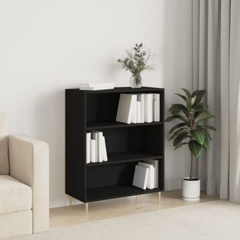 Estantería | Librería | Armario De Libros Madera De Ingeniería Negro 69,5x32,5x90 Cm Cfw761129