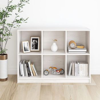 Estantería | Librería | Armario De Libros Madera Maciza De Pino Blanco 104x33x76 Cm Cfw761229