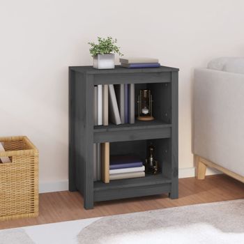 Estantería | Librería | Armario De Libros Madera Maciza De Pino Gris 50x35x68 Cm Cfw761235