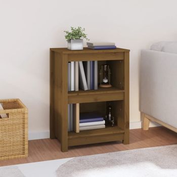 Estantería | Librería | Armario De Libros Madera Maciza De Pino Marrón Miel 50x35x68 Cm Cfw761247