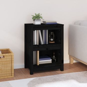 Estantería | Librería | Armario De Libros Madera Maciza De Pino Negra 50x35x68 Cm Cfw761258