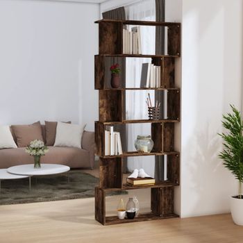 Estantería | Librería | Armario De Libros/biombo Madera Aglomerada Roble Ahumado 80x24x192 Cm Cfw761362