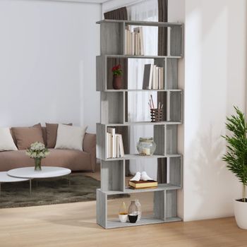 Estantería | Librería | Armario De Libros/biombo Madera Contrachapada Gris Sonoma 80x24x192 Cm Cfw761364