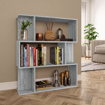 Estantería | Librería | Armario De Libros/biombo Madera Contrachapada Gris Sonoma 80x24x96 Cm Cfw761365