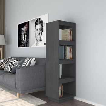 Estantería | Librería | Armario De Libros/divisor De Espacios Madera De Pino Gris 40x35x135 Cm Cfw761485