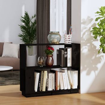 Estantería | Librería | Armario De Libros/divisor De Espacios Madera De Pino Negro 80x25x70 Cm Cfw761495