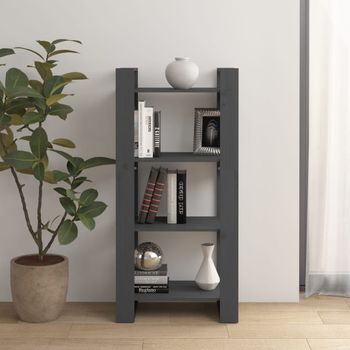 Estantería | Librería | Armario De Libros/divisor De Espacios Madera Maciza Gris 60x35x125 Cm Cfw761497