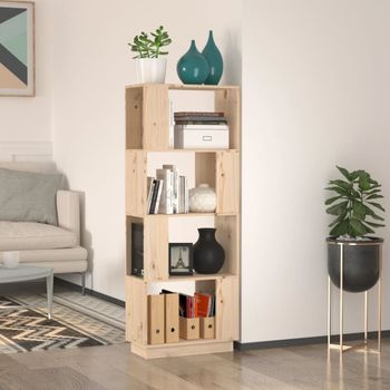 Estantería | Librería | Armario De Libros/divisor De Espacios Madera Maciza Pino 51x25x132 Cm Cfw761514