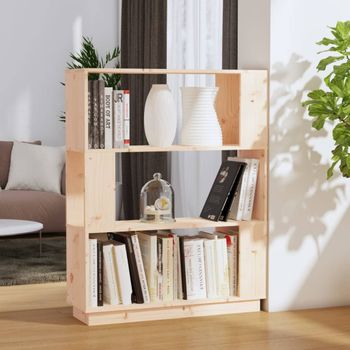 Estantería | Librería | Armario De Libros/divisor De Espacios Madera Maciza Pino 80x25x101 Cm Cfw761520