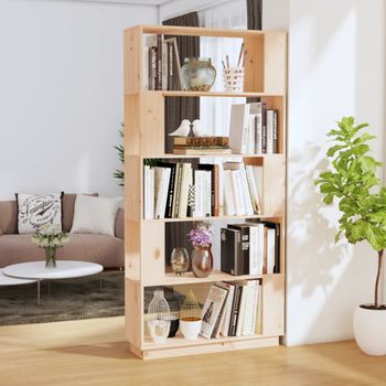 Estantería | Librería | Armario De Libros/divisor De Espacios Madera Maciza Pino 80x25x163,5cm Cfw761522