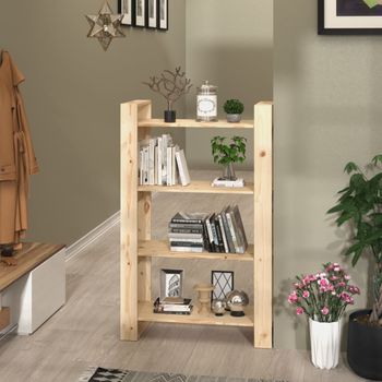 Estantería | Librería | Armario De Libros/divisor De Espacios Madera Maciza Pino 80x35x125 Cm Cfw761525