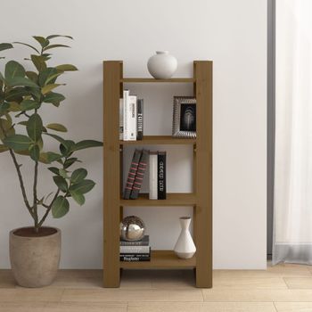 Estantería | Librería | Armario De Libros/divisor De Espacios Madera Marrón Miel 60x35x125 Cm Cfw761529