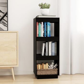 Estantería | Librería | Armario De Libros/divisor De Espacios Madera Pino Negro 40x35x103 Cm Cfw761598