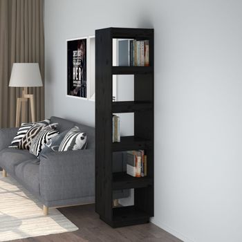 Estantería | Librería | Armario De Libros/divisor De Espacios Madera Pino Negro 40x35x167 Cm Cfw761599