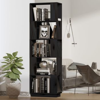 Estantería | Librería | Armario De Libros/divisor De Espacios Madera Pino Negro 51x25x163,5 Cm Cfw761605