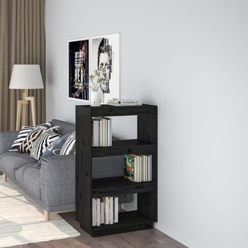 Estantería | Librería | Armario De Libros/divisor De Espacios Madera Pino Negro 60x35x103 Cm Cfw761611