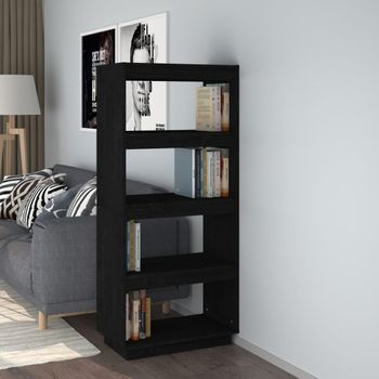 Estantería | Librería | Armario De Libros/divisor De Espacios Madera Pino Negro 60x35x135 Cm Cfw761612