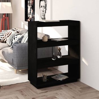 Estantería | Librería | Armario De Libros/divisor De Espacios Madera Pino Negro 80x35x103 Cm Cfw761622