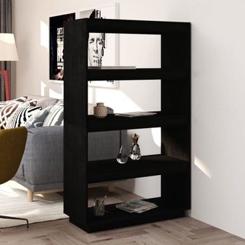 Estantería | Librería | Armario De Libros/divisor De Espacios Madera Pino Negro 80x35x135 Cm Cfw761624