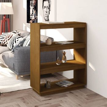 Estantería | Librería | Armario De Libros/divisor Espacio Madera Pino Marrón Miel 80x35x103 Cm Cfw761694