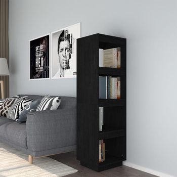 Estantería | Librería | Armario De Libros/divisor Espacios Madera De Pino Negro 40x35x135 Cm Cfw761702