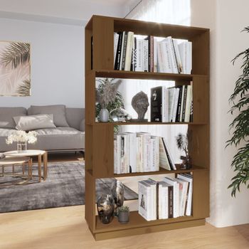 Estantería | Librería | Armario De Libros/divisor Madera De Pino Marrón Miel 80x25x132 Cm Cfw761748