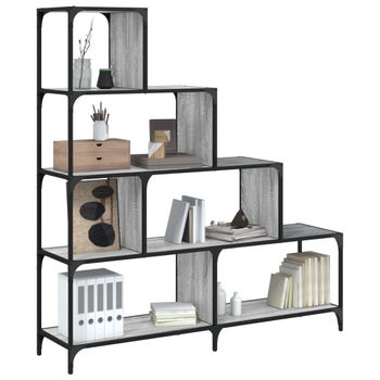 Estantería | Librería | Armario De Libros Con 4 Peldaños Madera Gris Sonoma 139x33,5x149 Cm Cfw768971