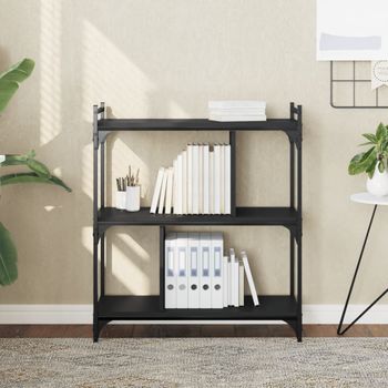 Estantería | Librería | Armario De Libros De 3 Estantes Madera De Ingeniería Negro 76x32x88 Cm Cfw768980