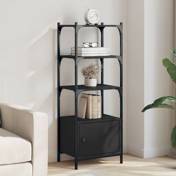 Estantería | Librería | Armario De Libros De 3 Estantes Madera Ingeniería Negro 41x30x109,5 Cm Cfw768984