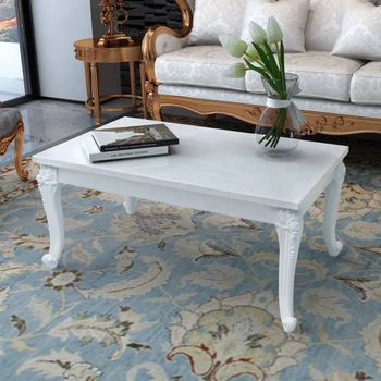 Mesa De Centro，mesa Auxiliar，mesa De Café 100 X 60 X 42 Blanco Brillante Cfw772339