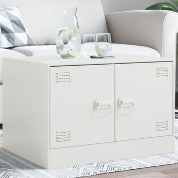 Mesa De Centro，mesa Auxiliar，mesa De Café Acero Blanco 67x50x44 Cm Cfw772374