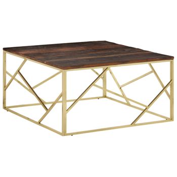 Mesa De Centro，mesa Auxiliar，mesa De Café Acero Inoxidable Madera Maciza Traviesa Dorado Cfw772384