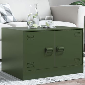 Mesa De Centro，mesa Auxiliar，mesa De Café Acero Verde Oliva 67x50x44 Cm Cfw772430