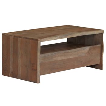 Mesa De Centro，mesa Auxiliar，mesa De Café Borde Vivo Madera Maciza Acacia Gris 90x50x40 Cm Cfw772454