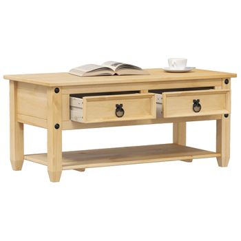 Mesa De Centro，mesa Auxiliar，mesa De Café Cajones Corona Madera Maciza Pino 100x48x45 Cm Cfw772457