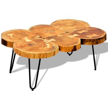 Mesa De Centro，mesa Auxiliar，mesa De Café Con 6 Troncos Madera Maciza De Sheesham 35 Cm Cfw772467