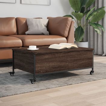 Mesa De Centro，mesa Auxiliar，mesa De Café Con Ruedas Madera Ingeniería Marrón 91x55x34 Cm Cfw772565