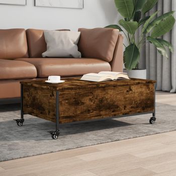 Mesa De Centro，mesa Auxiliar，mesa De Café Con Ruedas Madera Ingeniería Roble 91x55x34 Cm Cfw772568