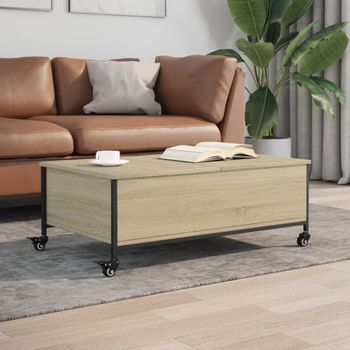 Mesa De Centro，mesa Auxiliar，mesa De Café Con Ruedas Madera Ingeniería Sonoma 91x55x34 Cm Cfw772569