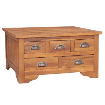 Mesa De Centro，mesa Auxiliar，mesa De Café Con Tapa Abatible Madera Teca Macizo 65x64x35 Cm Cfw772577