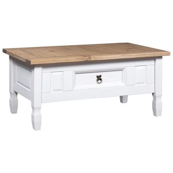 Mesa De Centro，mesa Auxiliar，mesa De Café Corona Range Pino Mexicano Blanco 100x55x45 Cm Cfw772597