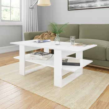 Mesa De Centro，mesa Auxiliar，mesa De Café De Aglomerado Blanco Con Brillo 110x55x42 Cm Cfw772613