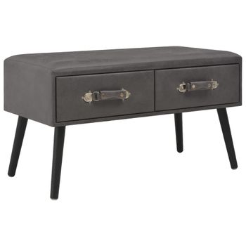 Mesa De Centro，mesa Auxiliar，mesa De Café De Cuero Sintético Gris 80x40x46 Cm Cfw772627