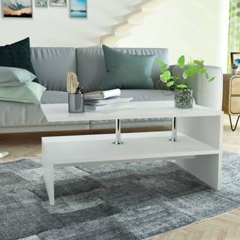 Mesa De Centro，mesa Auxiliar，mesa De Café De Madera Contrachapada 90x59x42cm Blanca Cfw772633