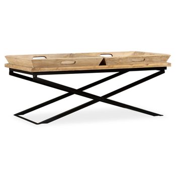 Mesa De Centro，mesa Auxiliar，mesa De Café De Madera De Mango Maciza 110x55x42 Cm Cfw772658