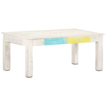 Mesa De Centro，mesa Auxiliar，mesa De Café De Madera De Mango Maciza Blanca 110x60x45 Cm Cfw772660