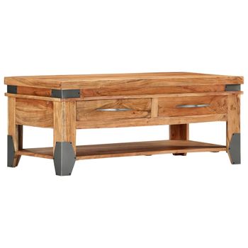 Mesa De Centro，mesa Auxiliar，mesa De Café De Madera Maciza De Acacia 110x52x45 Cm Cfw772694